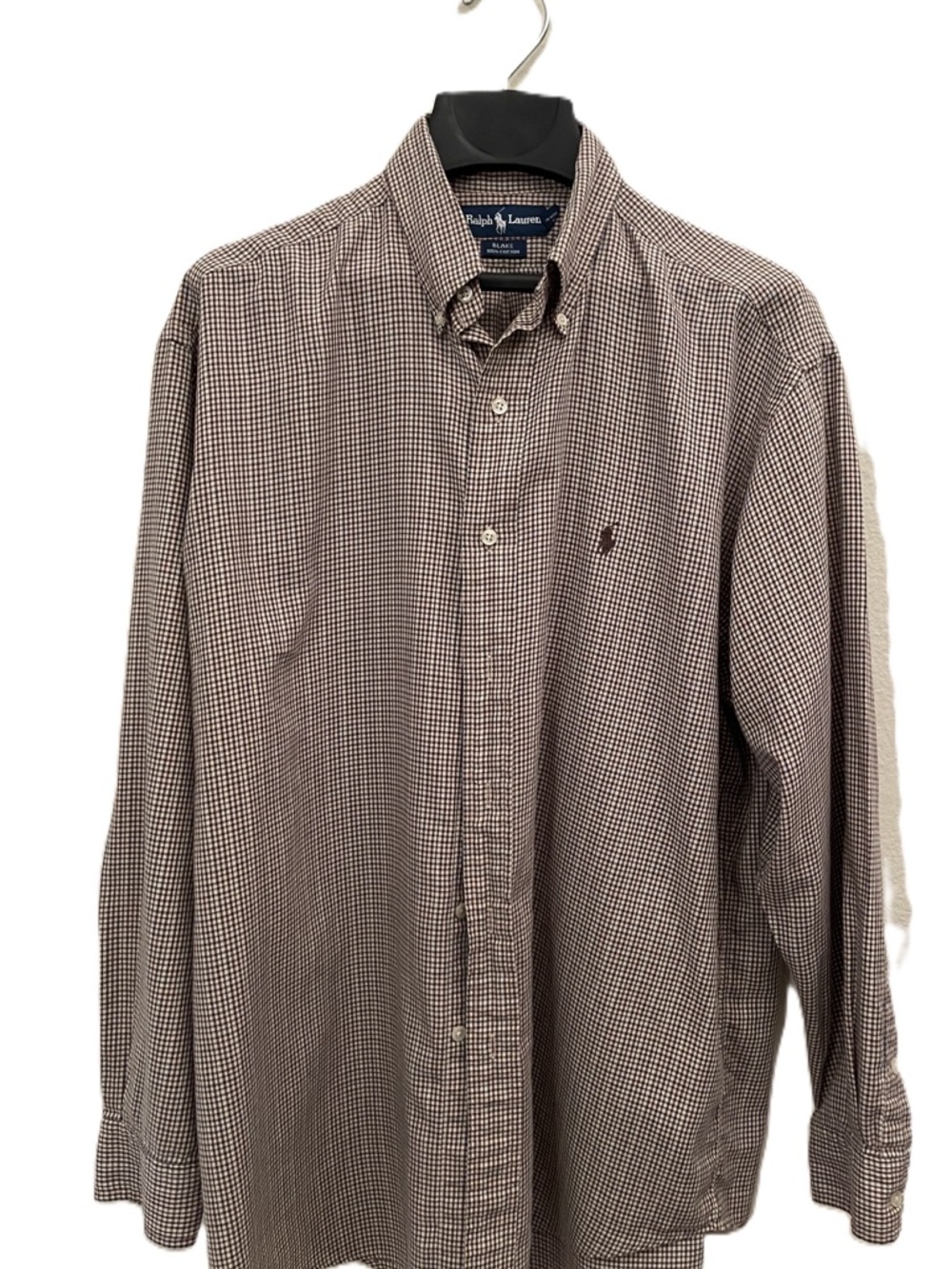 Ralph Lauren Men's Brown & White Micro-Check Button-Down Shirt